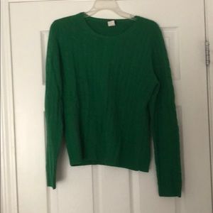 Green wool cable knit sweater